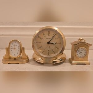 Desk Mini Gold Clock Seiko Park Lane Le Watch Lot of 3 UNTESTED AS IS
